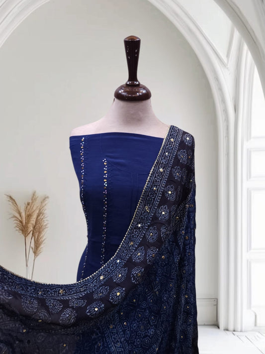 Raw silk mukesh with Natural dyed
