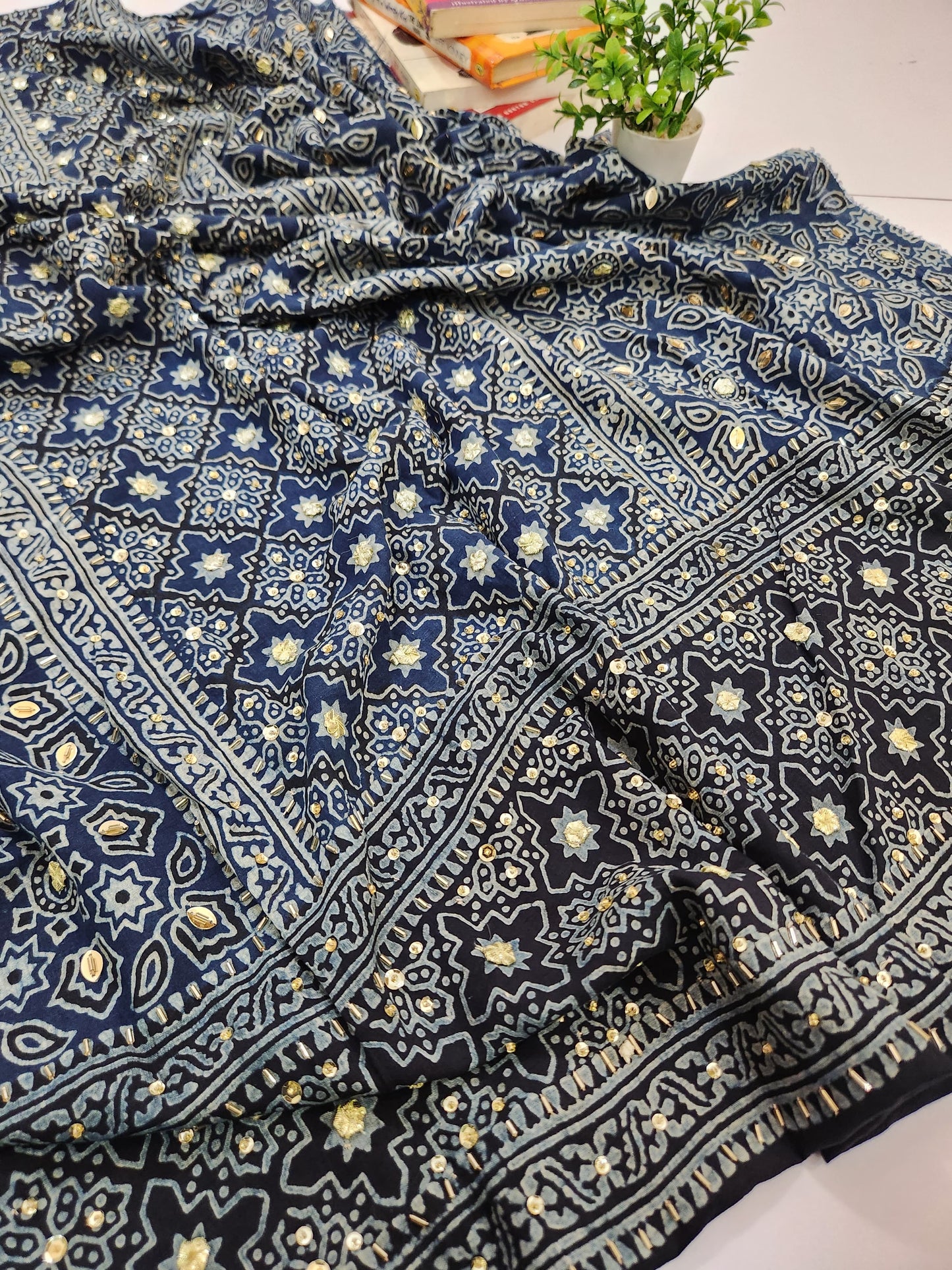 Lawn Natural dyed Shirt with Adda work