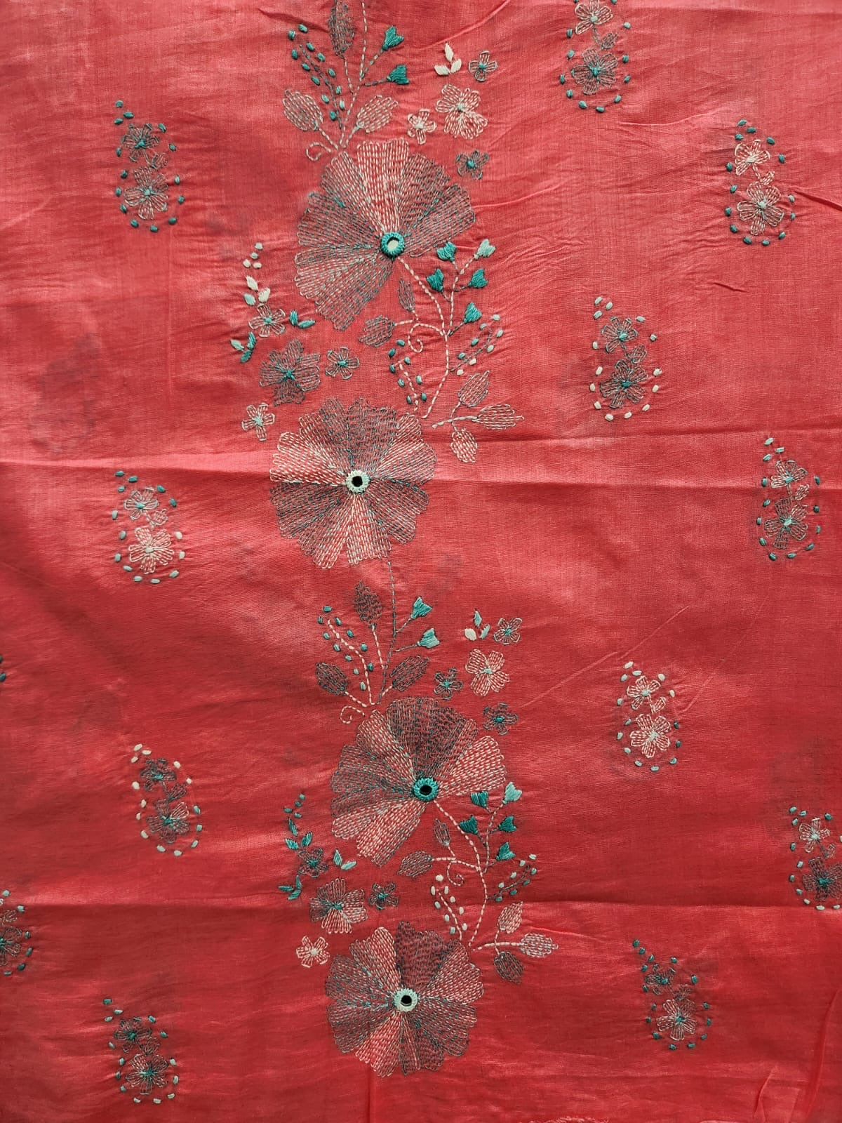 Exclusive kaccha tanka lawn hand embroidered shirt