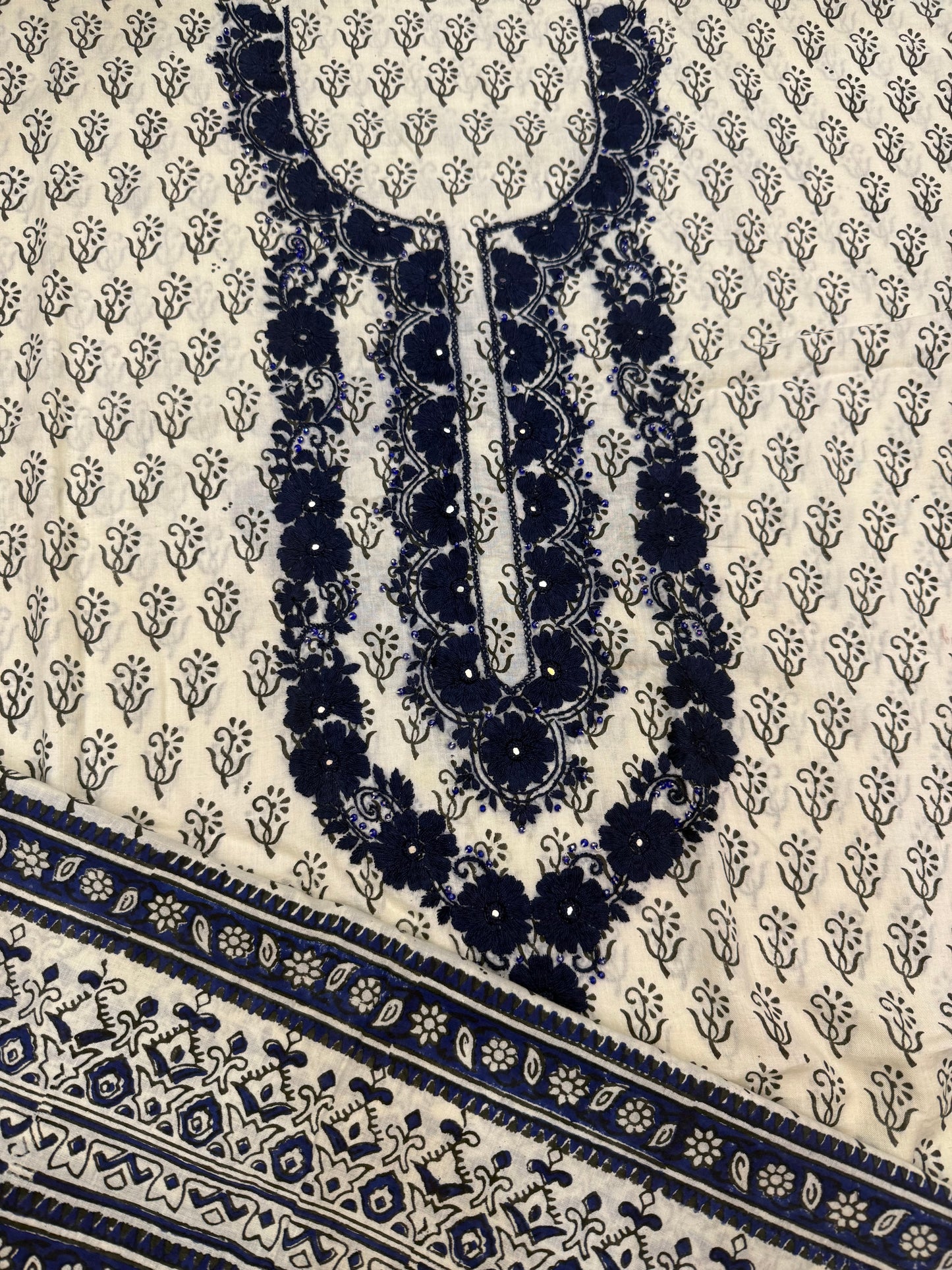 Most beautiful block print Embroidered lawn shirt