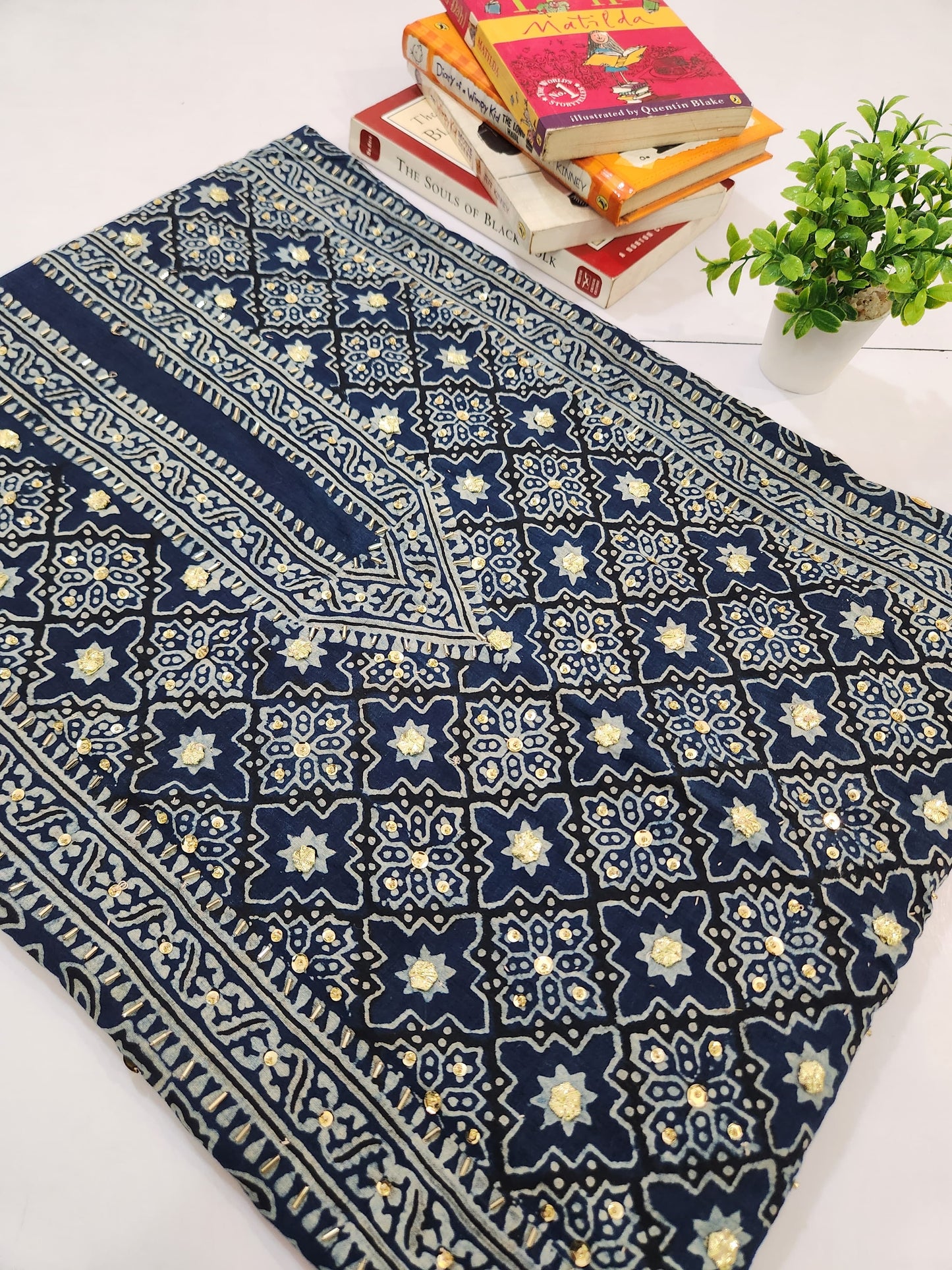 Lawn Natural dyed Shirt with Adda work