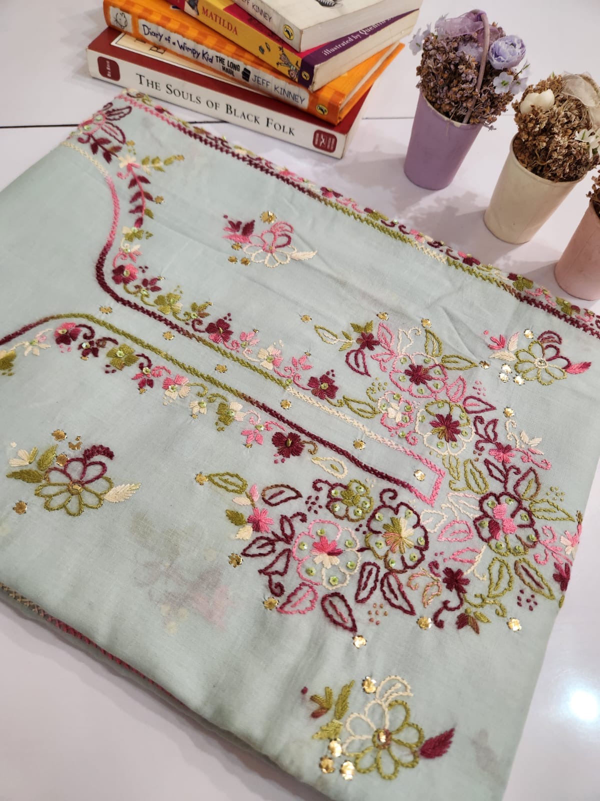 Mukesh lawn hand embroidered shirt