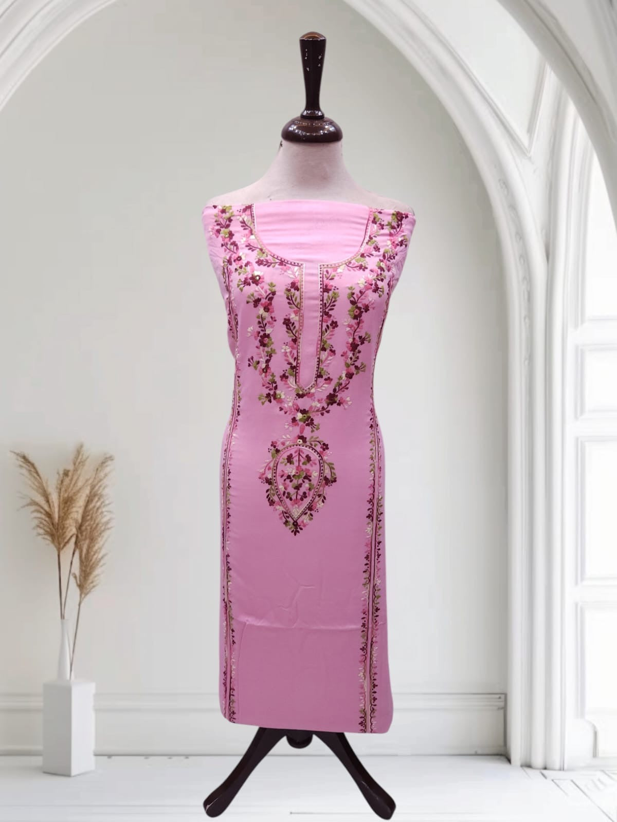 2pc Marina Candy Pink tarkashi with embroidery
