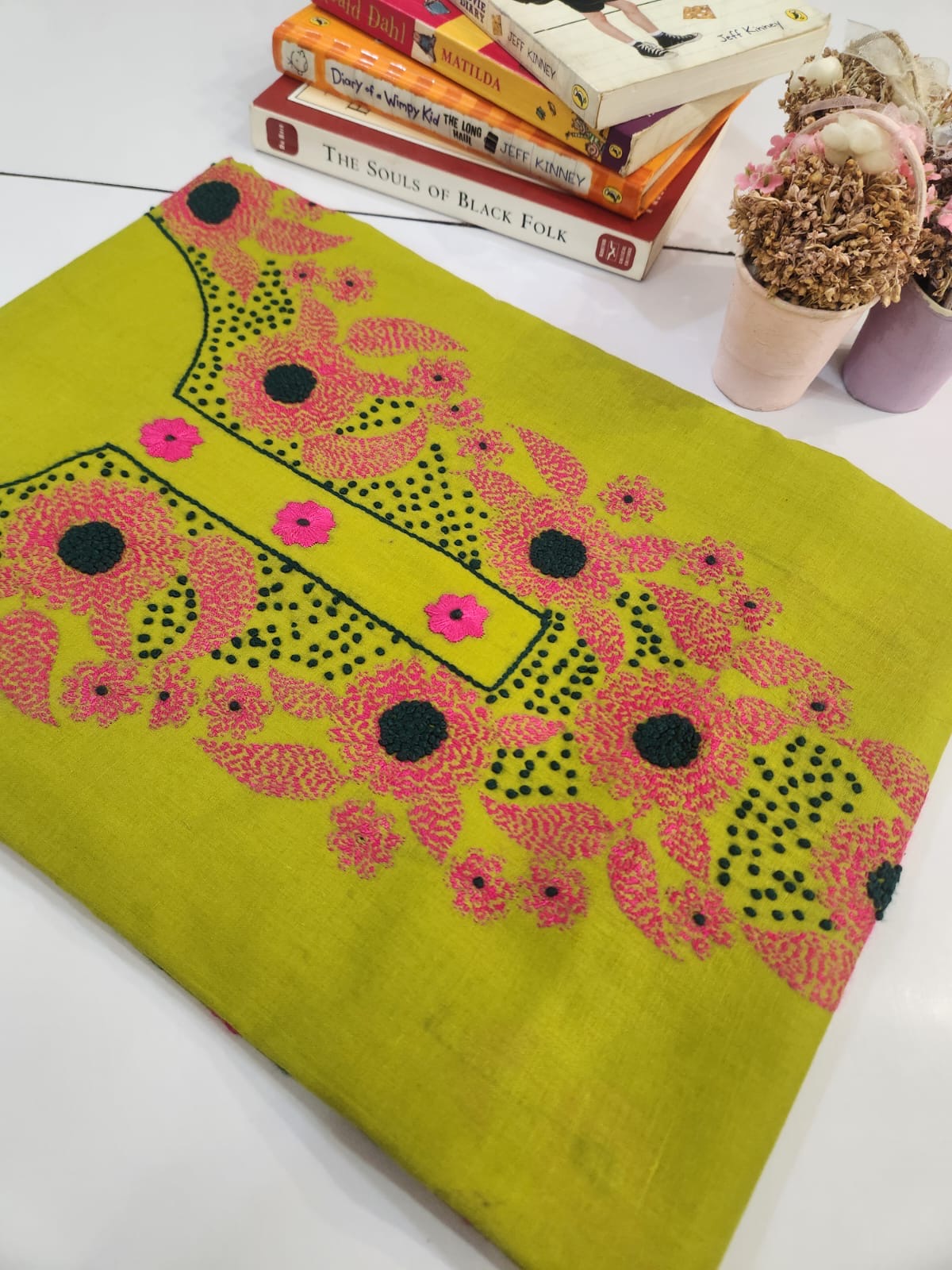 Sun Flower lawn hand embroidered shirt