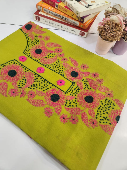 Sun Flower lawn hand embroidered shirt