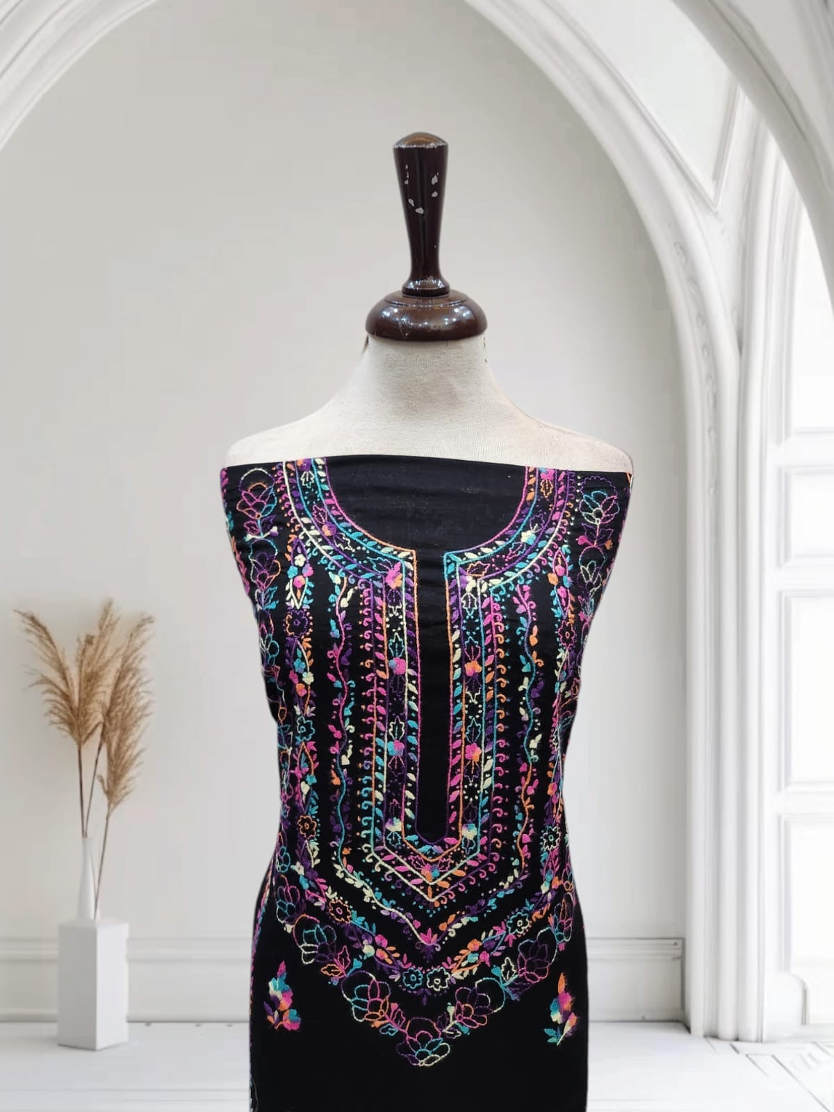 Kantha with pakka tanka lawn hand embroidered shirt