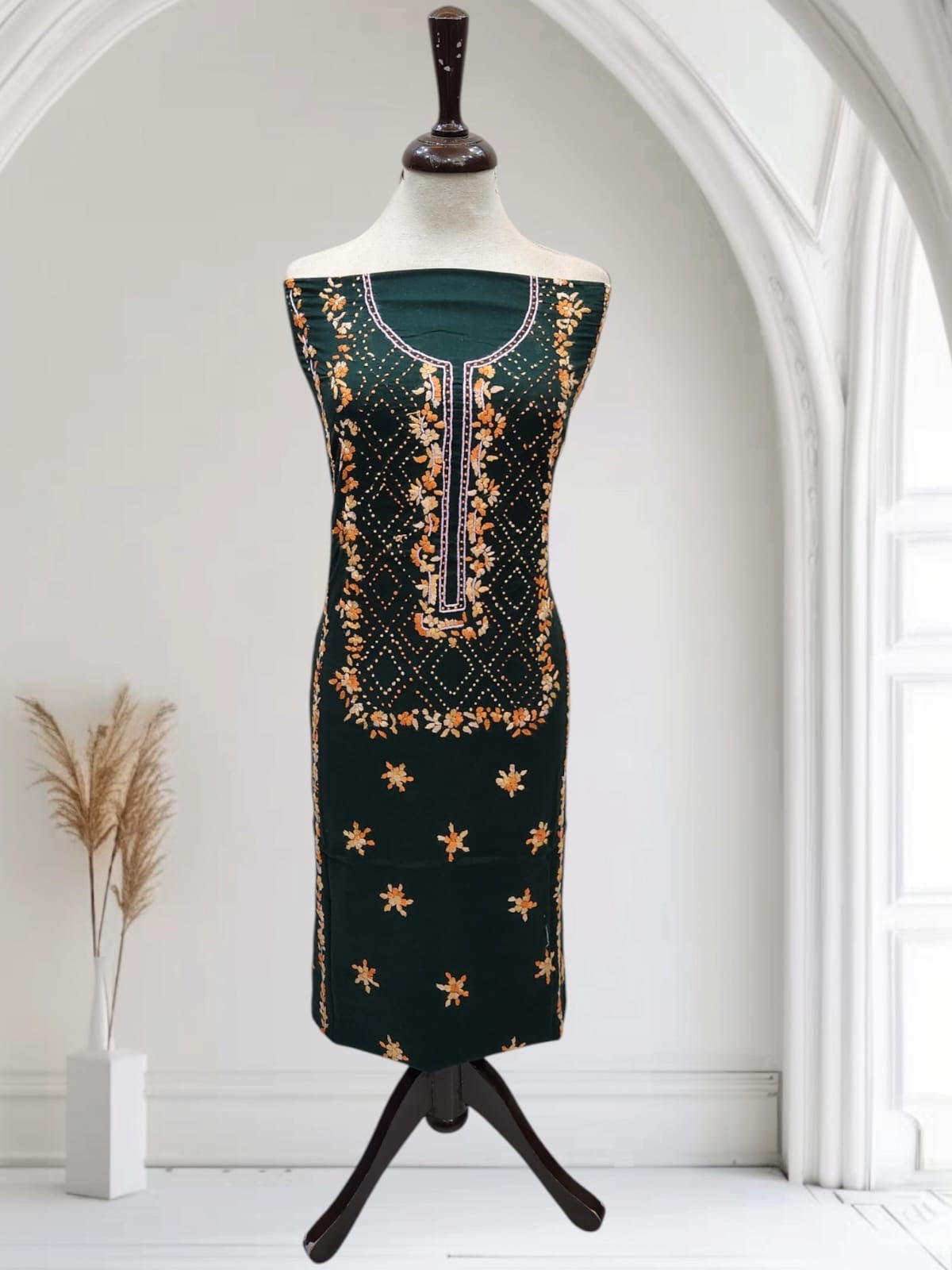 French knots new restock lawn hand embroidered shirt