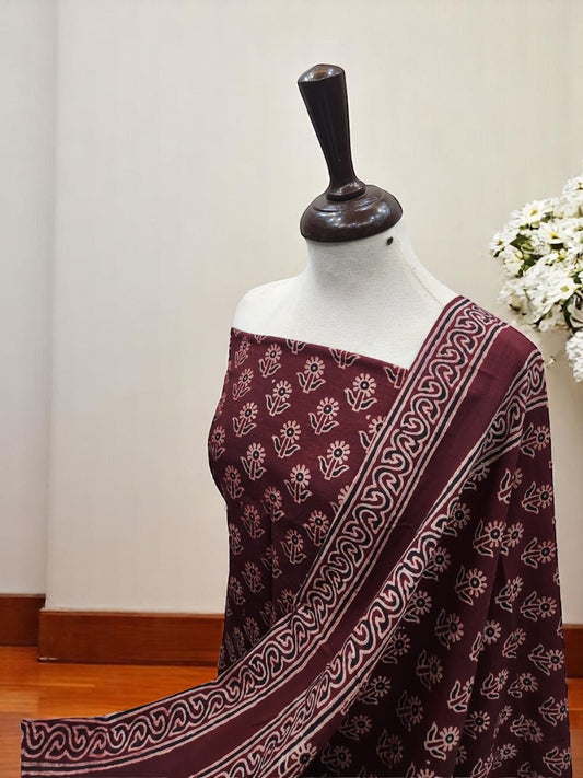 Natural Dyed Lawn Maroon Flowers