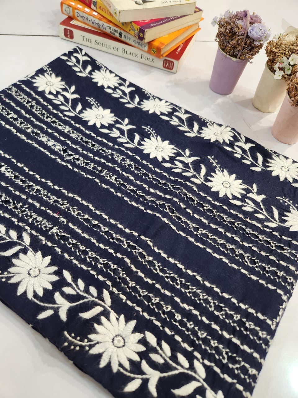 Navy Blue tarkashi lawn hand embroidered shirt