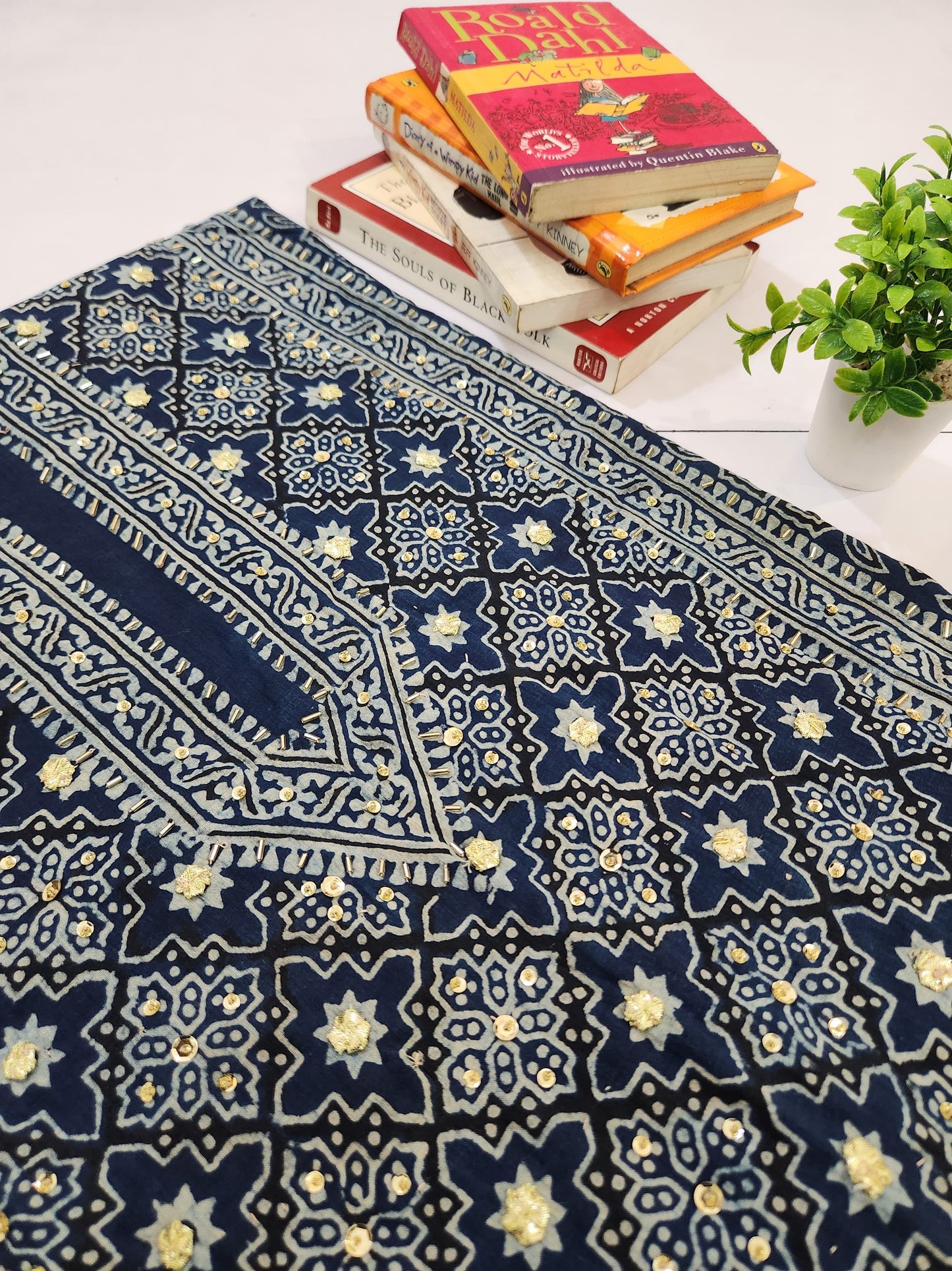 Lawn Natural dyed Shirt with Adda work