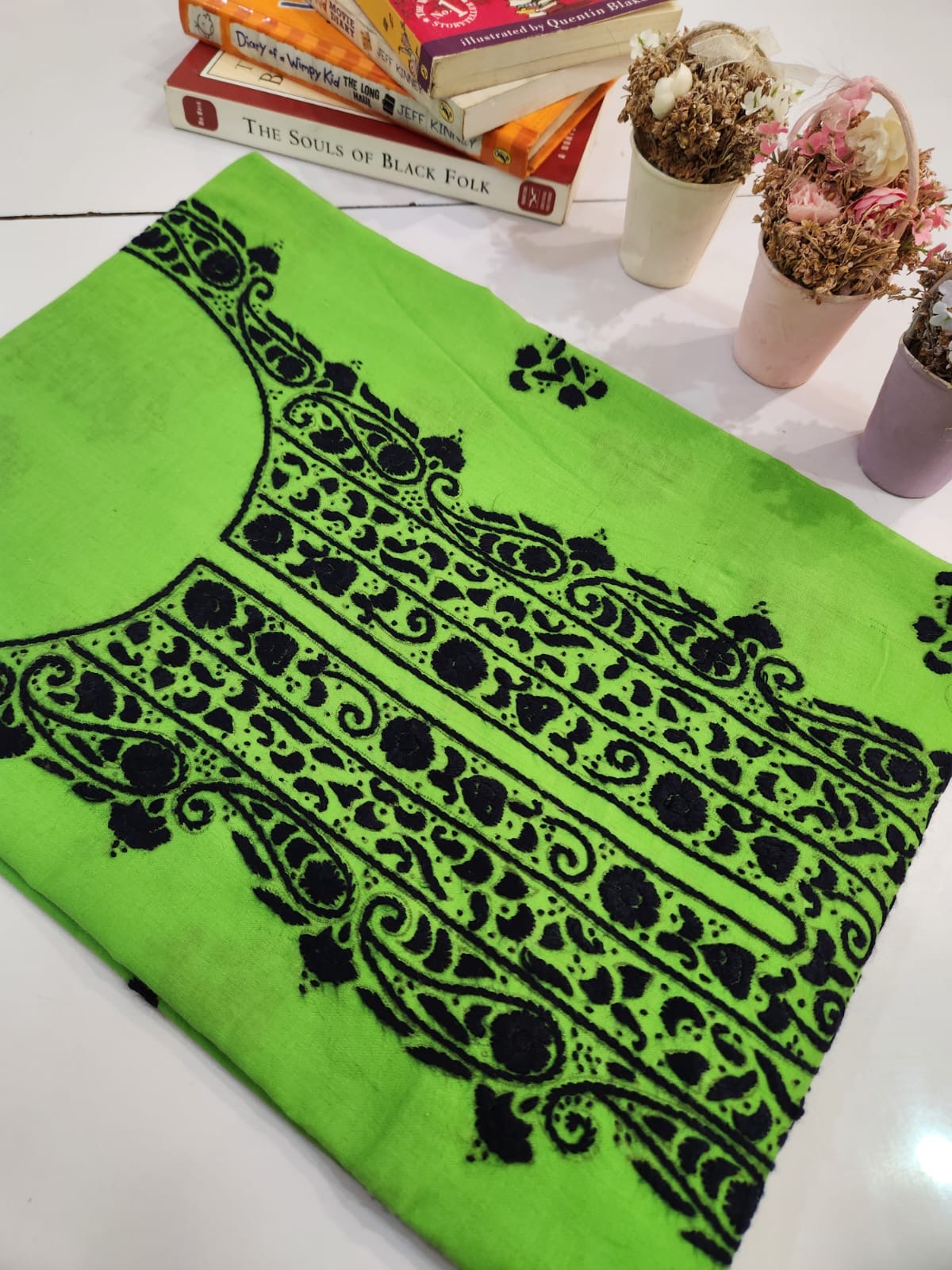 Indian shade lawn hand embroidered shirt