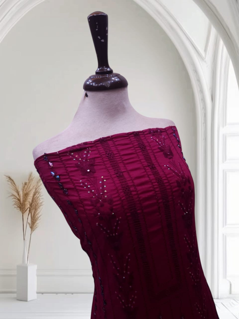 Tarkashi with gota patti lawn hand embroidered shirt