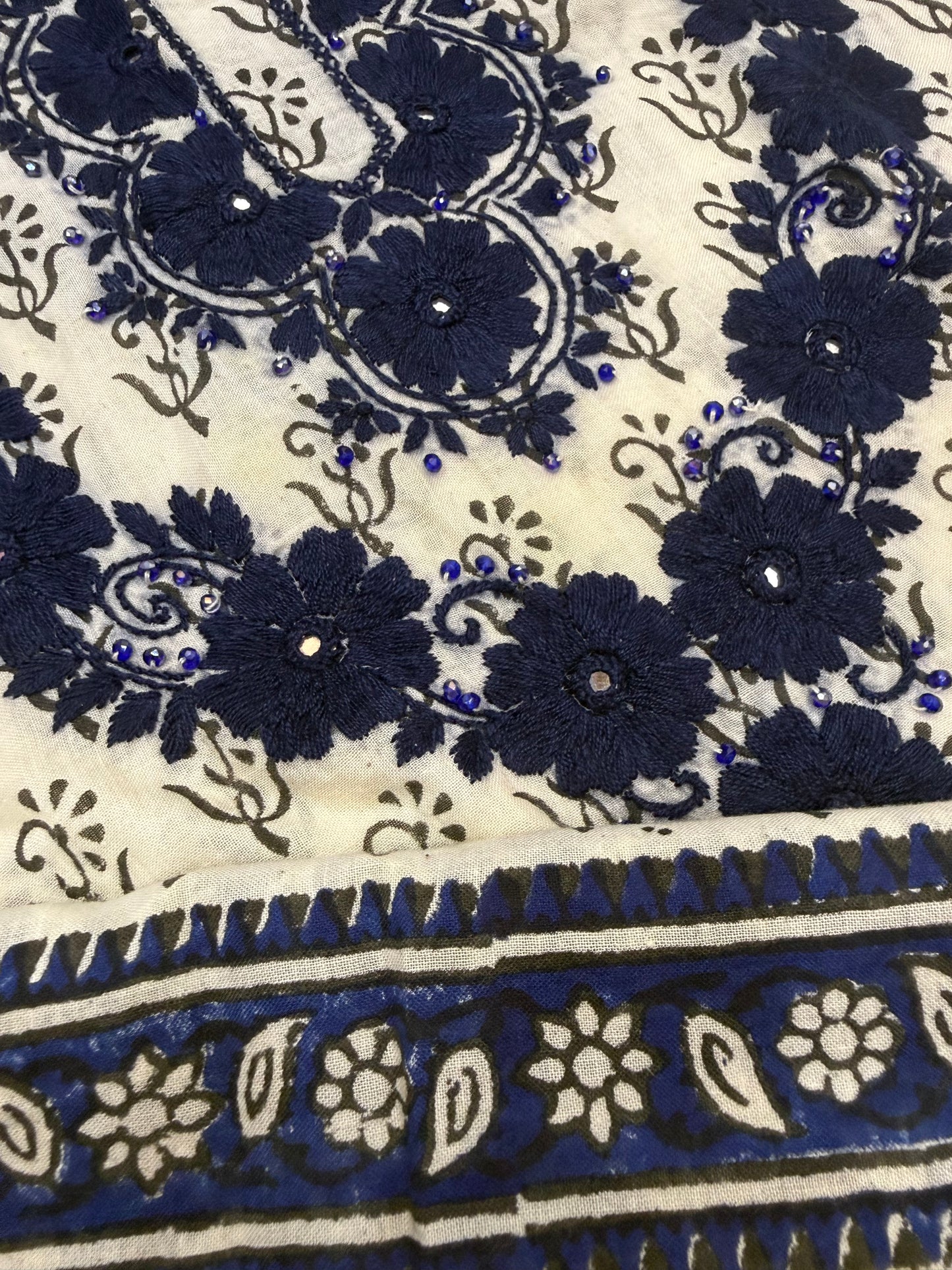 Most beautiful block print Embroidered lawn shirt
