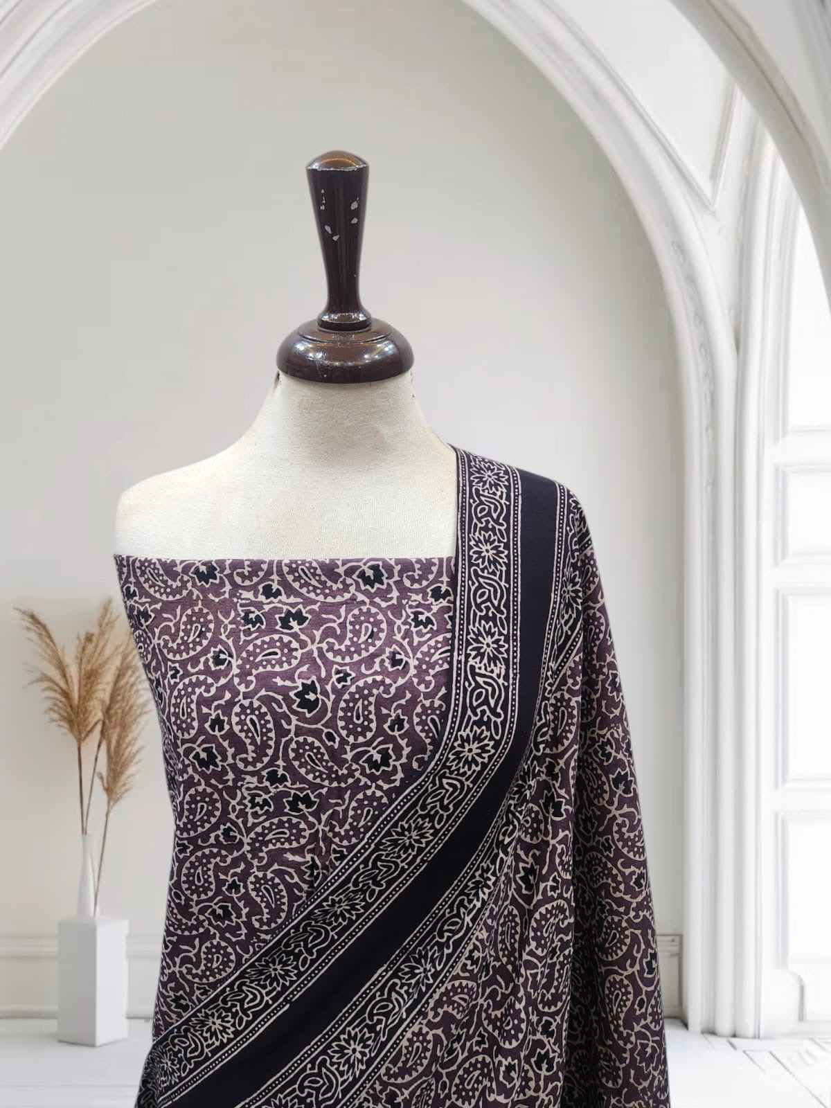 Linen natural dyed shirt & dupatta Plum shade