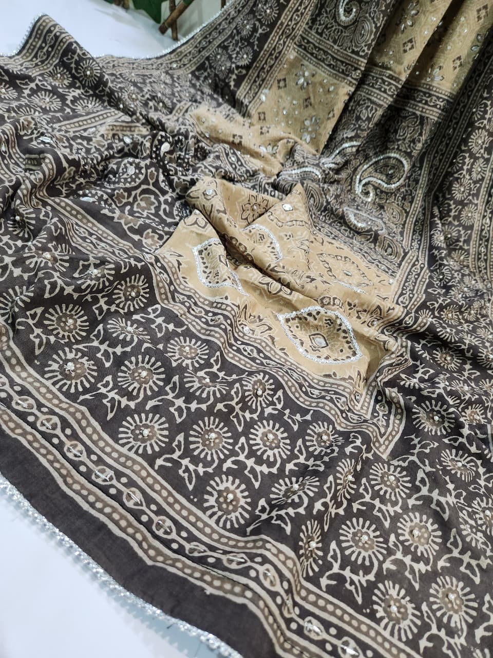 Lawn Natural Dyed Adda work long Dupatta