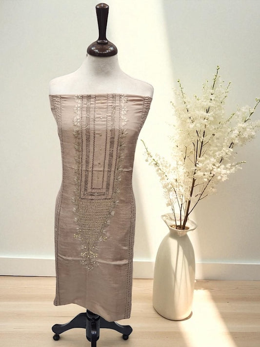 Swiss mud Shade Raw silk tarkashi with mukesh
