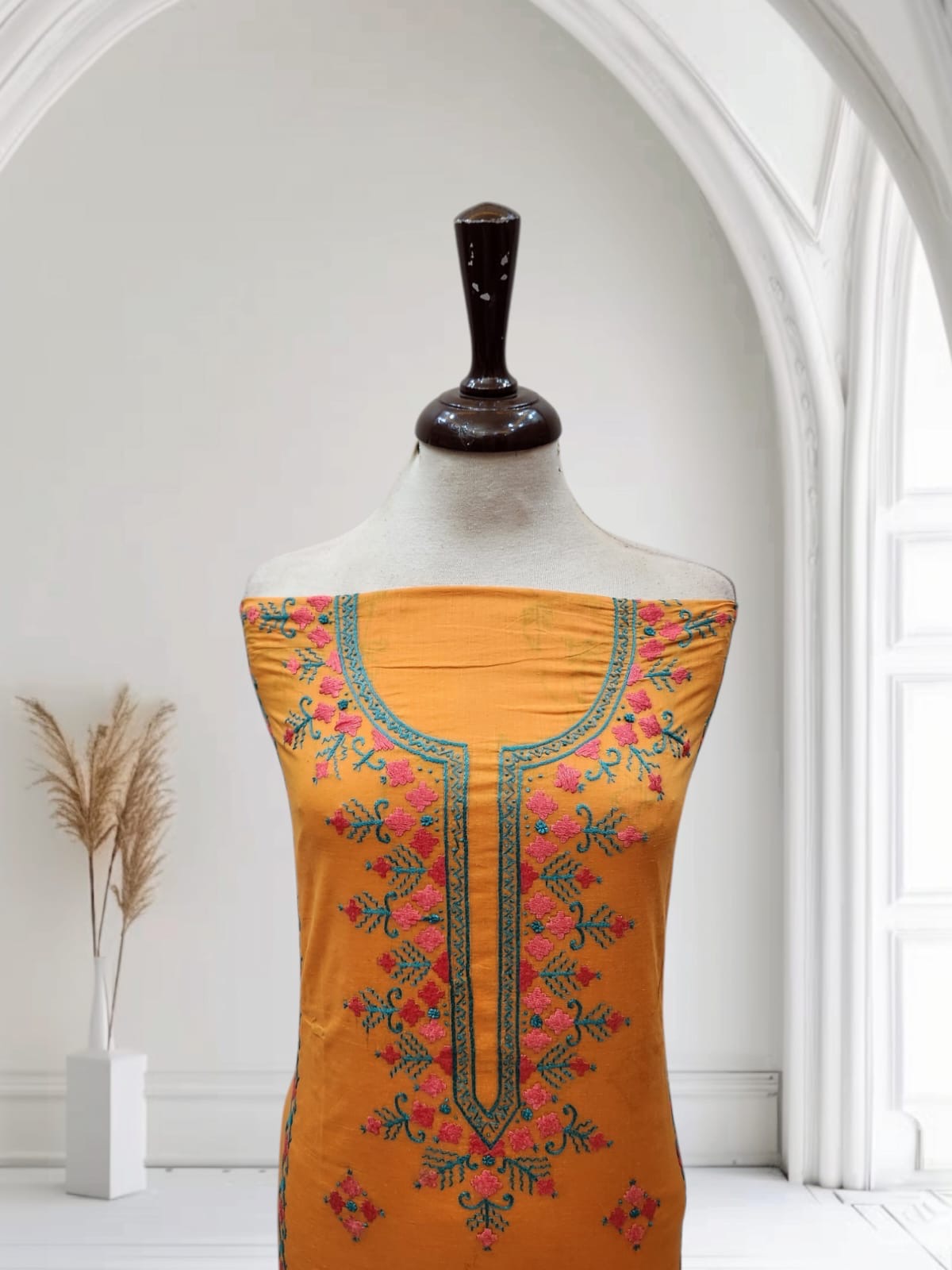 Basanti shade gull e sitta lawn hand embroidered shirt
