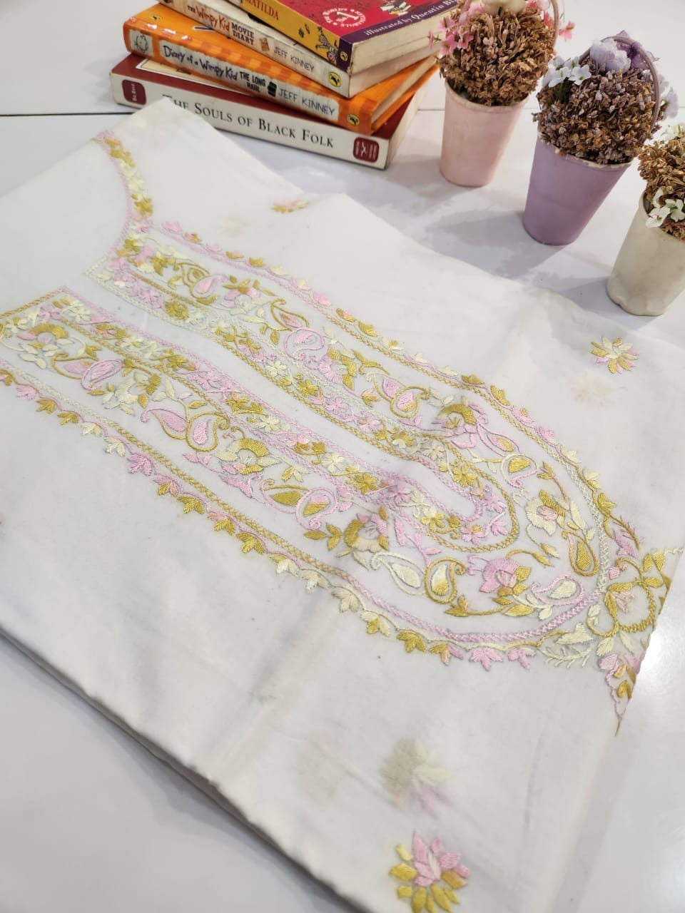 Anchor ⚓️ thread lawn hand embroidered shirt