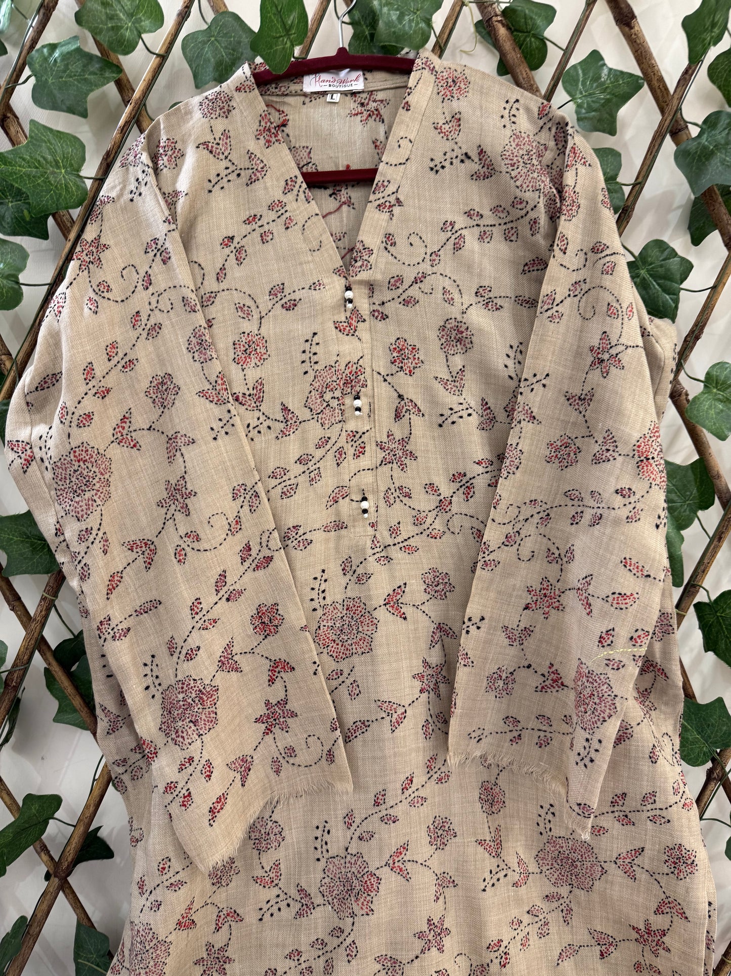 Pashmina Kantha Kurta size Large