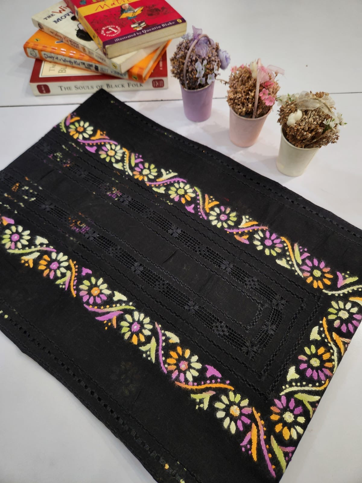 Tarkashi black beauty lawn hand embroidered shirt