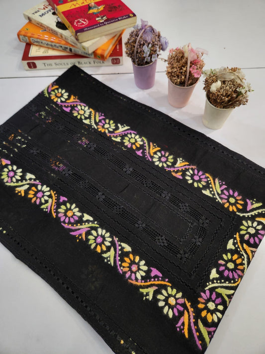 Tarkashi black beauty lawn hand embroidered shirt