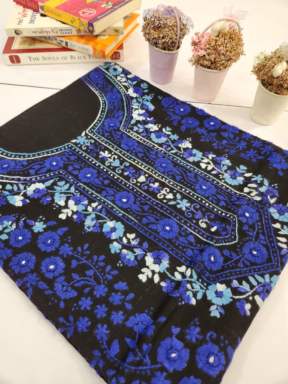 Black & Blue lawn hand embroidered shirt
