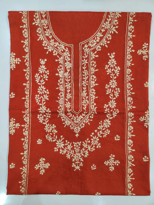 Rust Lawn Hand Embroidered Shirt