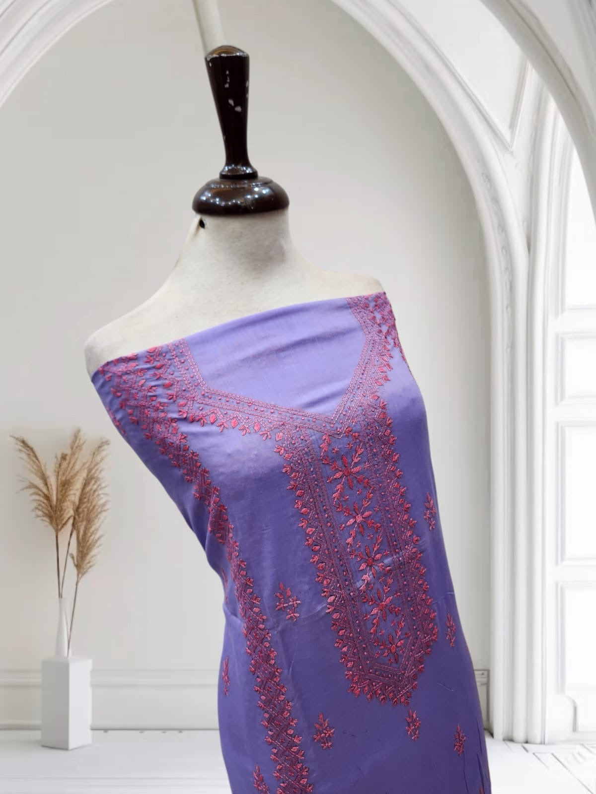 Unique combination Lawn hand embroidered shirt