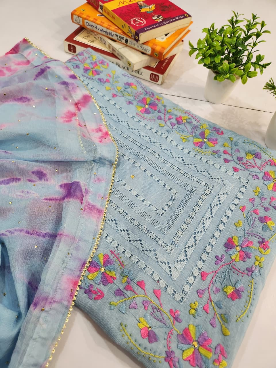 Premium Raw Silk Tarkashi 3pc advance payment