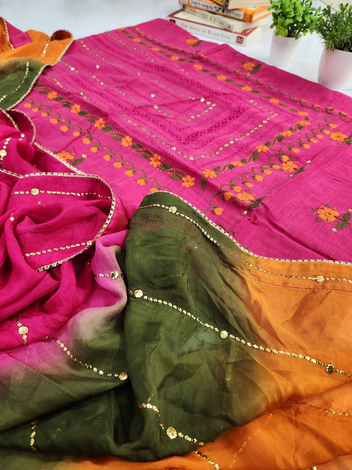 Premium Raw Silk 3pc with silk Dupatta (advance payment)