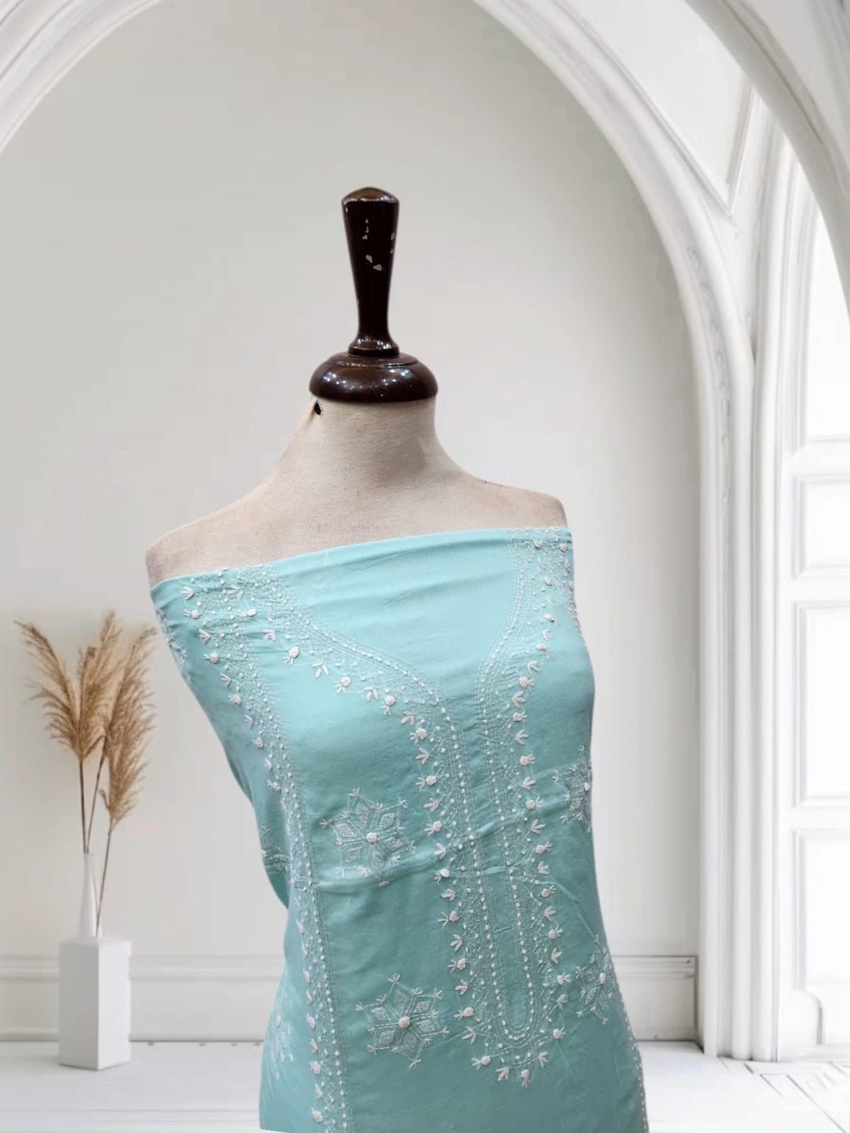 Kanthakari with bor work lawn hand embroidered shirt