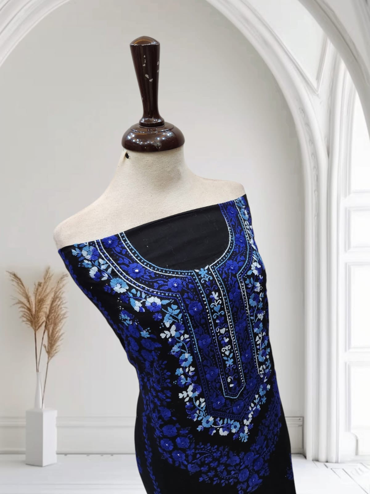 Black & Blue lawn hand embroidered shirt