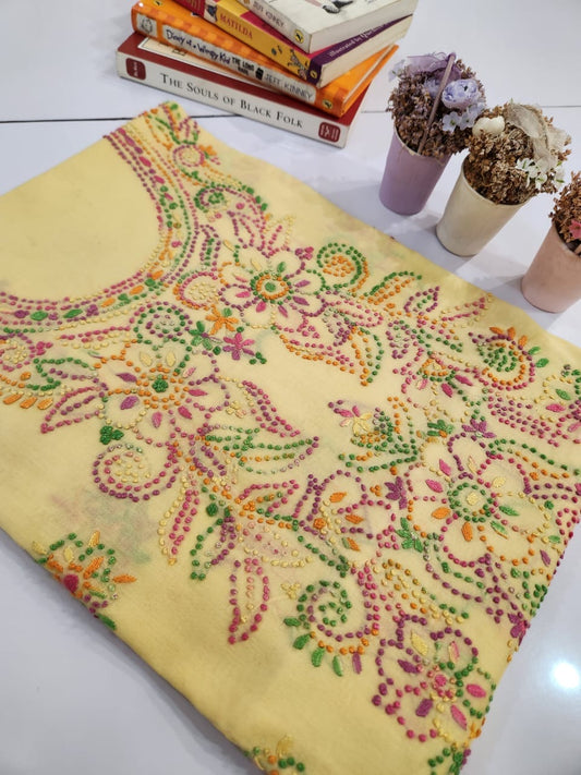 French knots lawn had embroidered