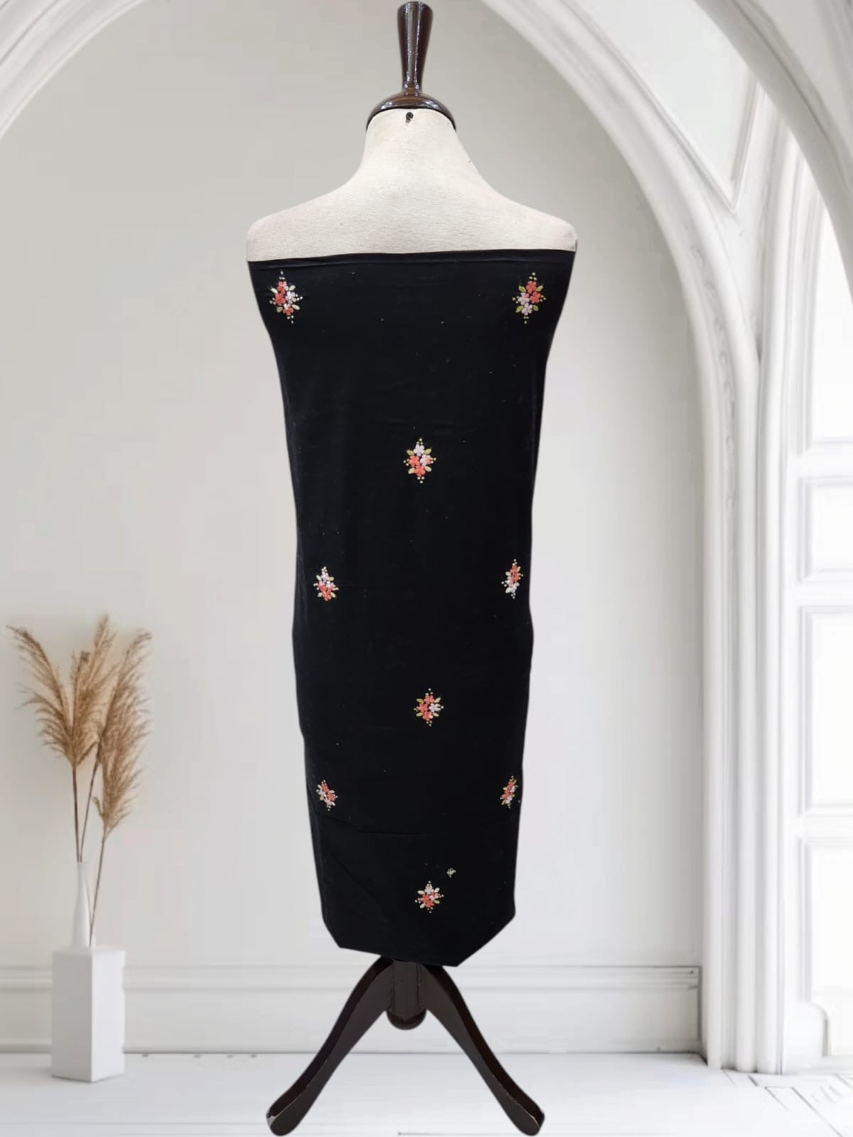 Black lawn hand embroidered shirt