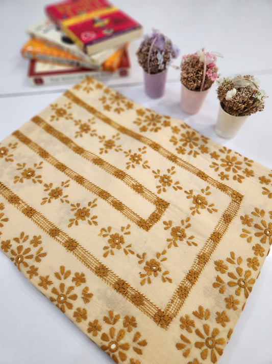 Camel Golden Brown Tarkashi lawn shirt