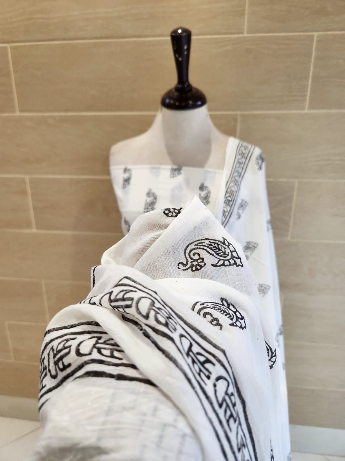 White & Black lawn Block print 2pc (advance payment)