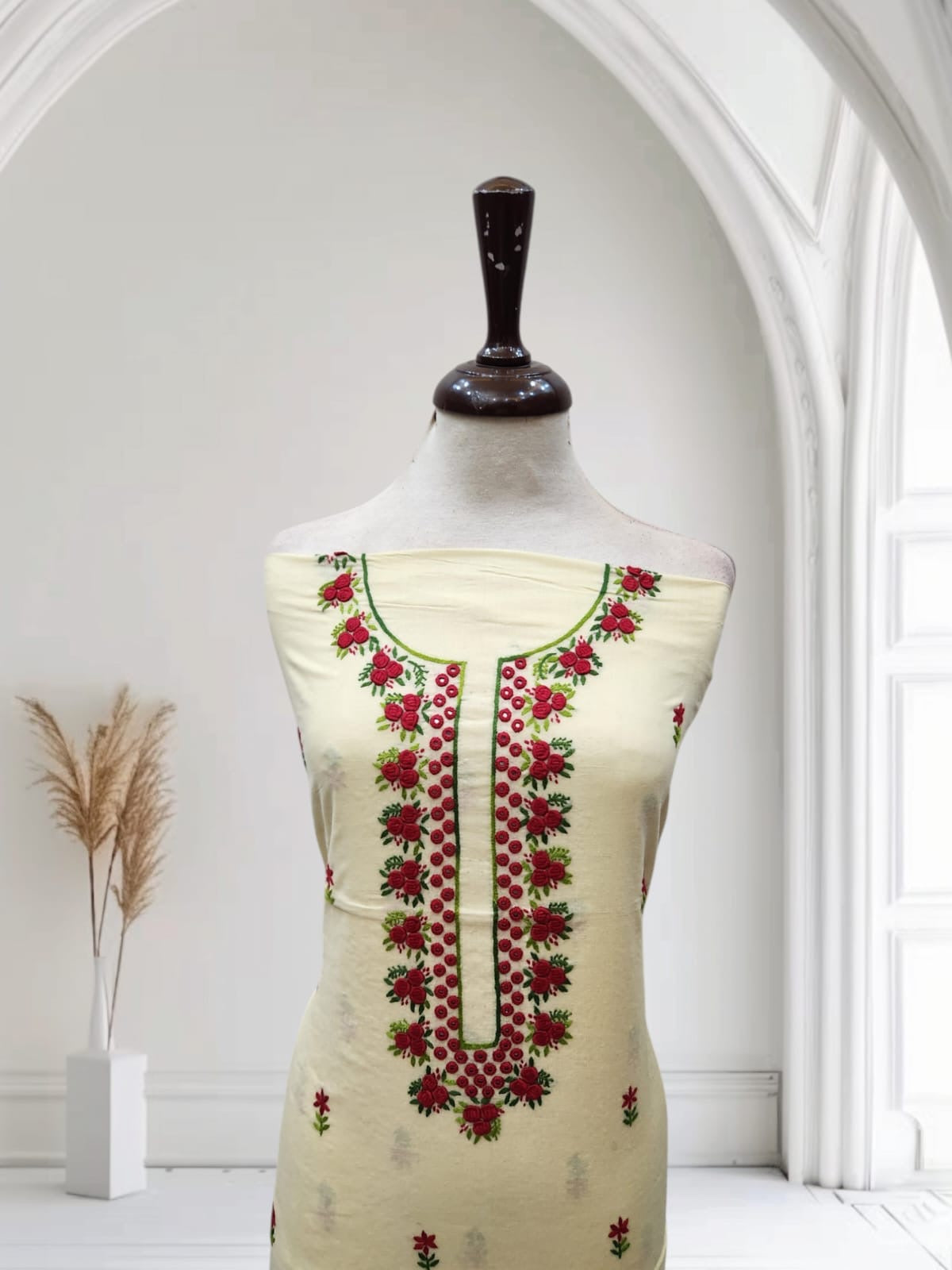 Rose 🥀 Tanka lawn hand embroidered shirt