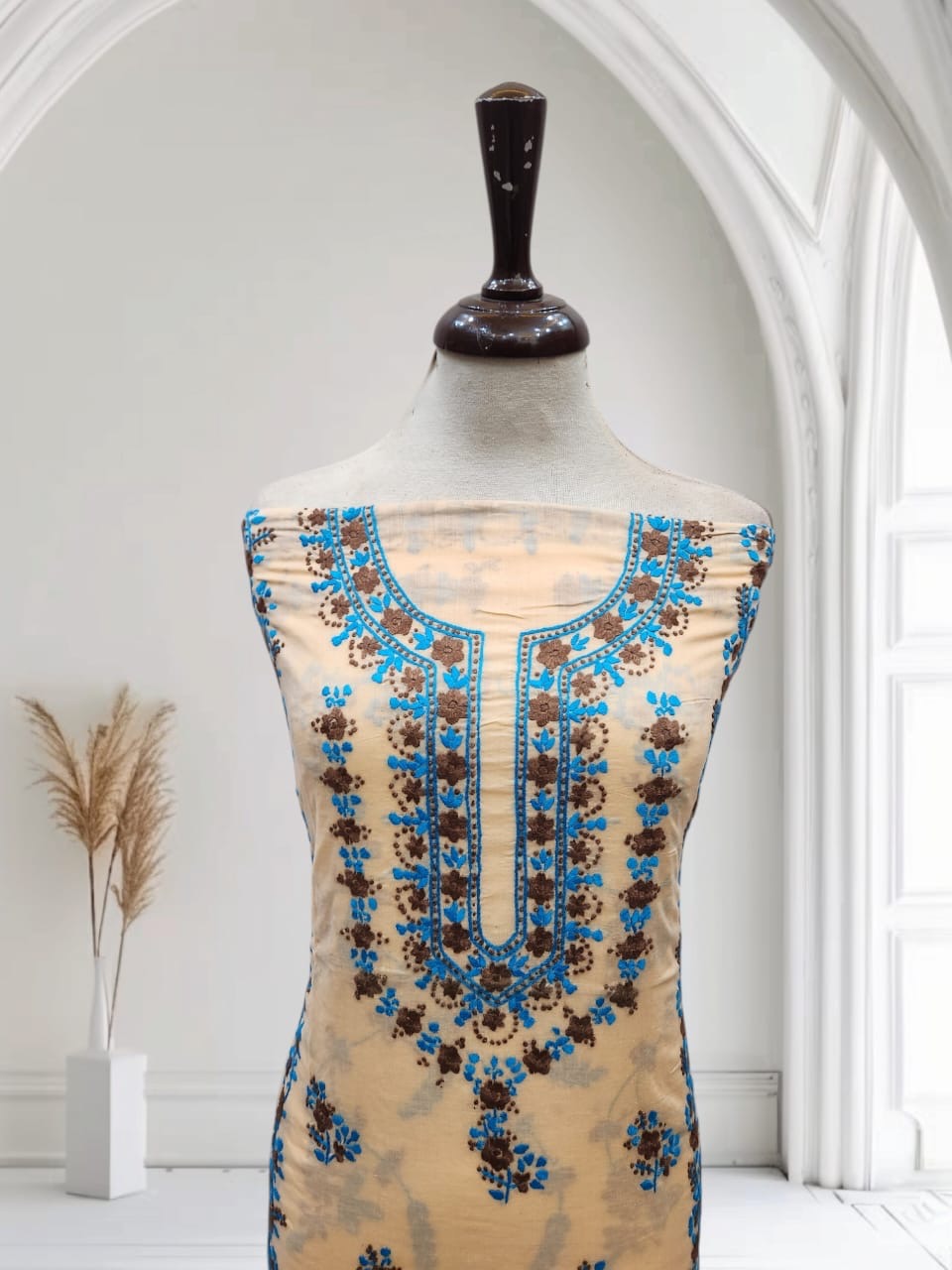 Lawn hand embroidered heavy embroidered sleeve shirt