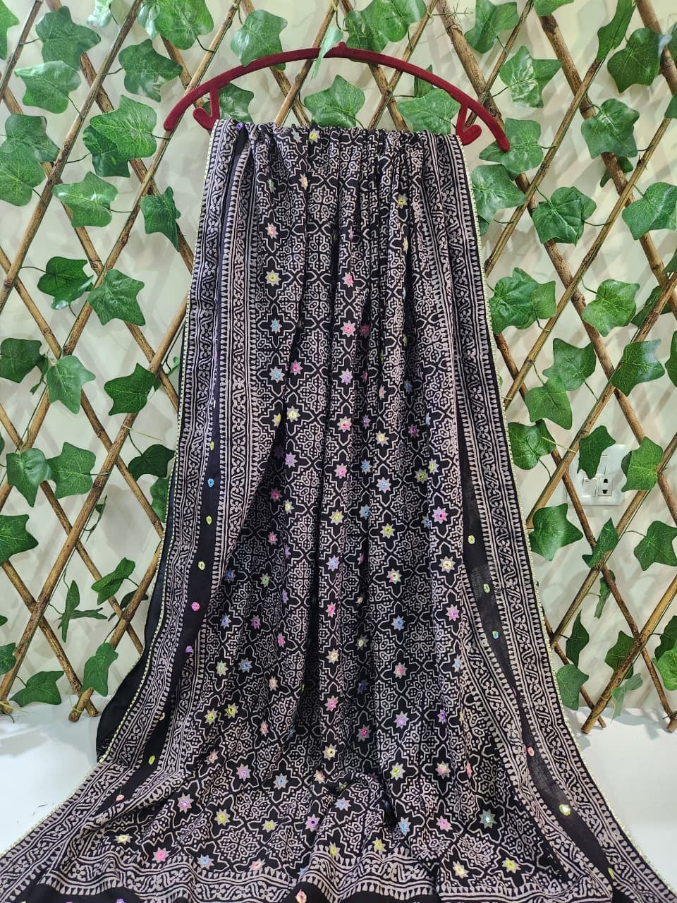 Black Lawn natural dyed heavy mirror work dupatta