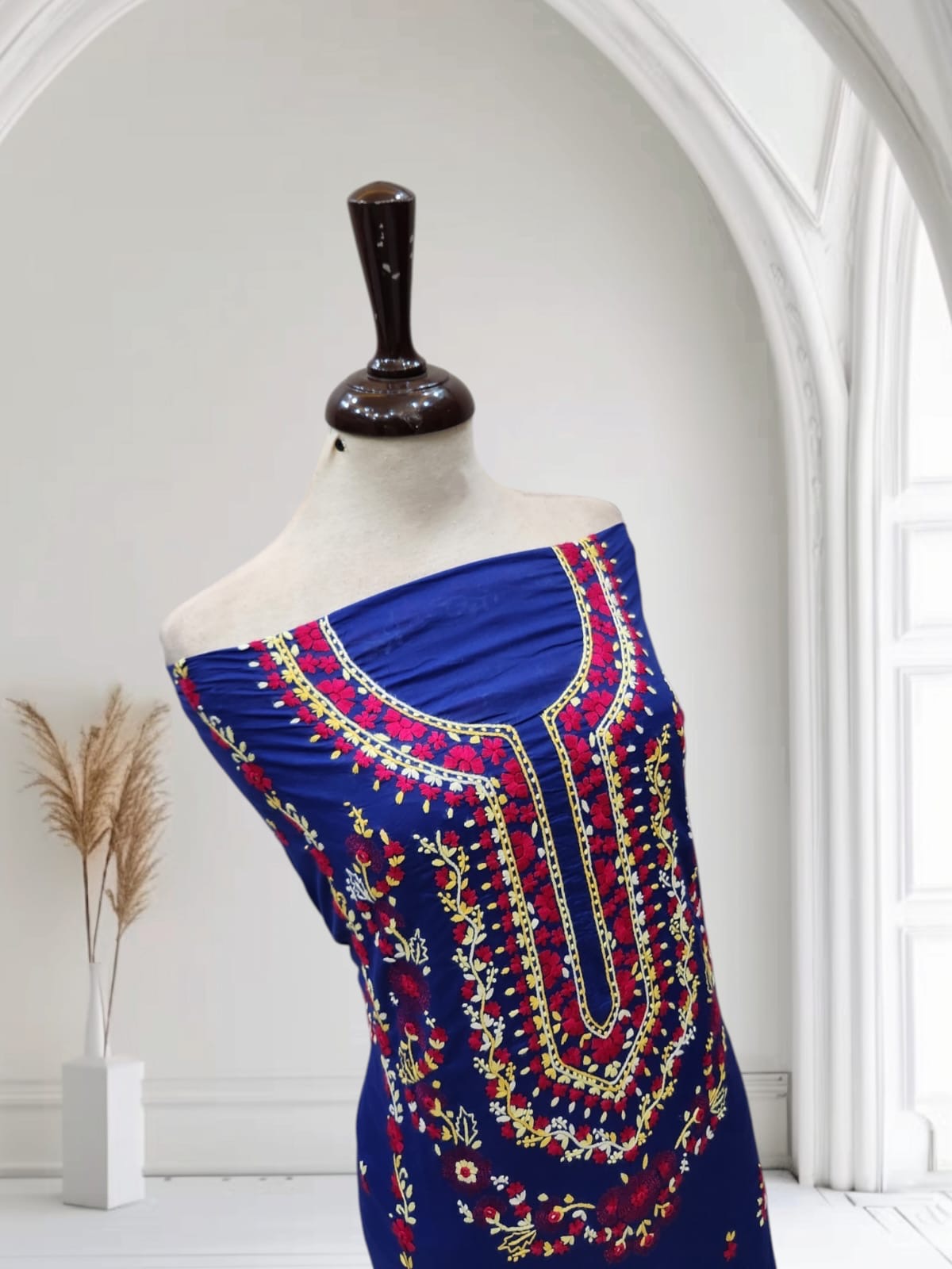 Electric Blue lawn hand embroidered shirt