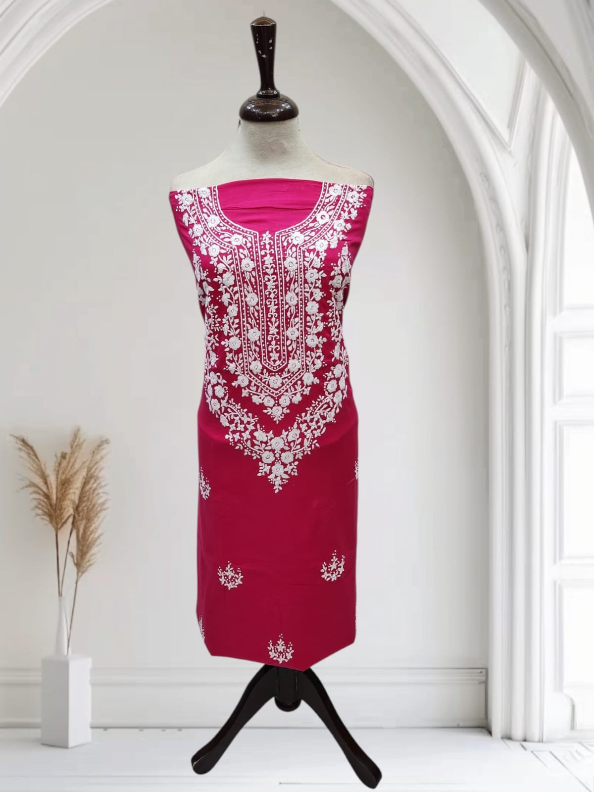 Hotpink Most demanding lawn hand embroidered shirt