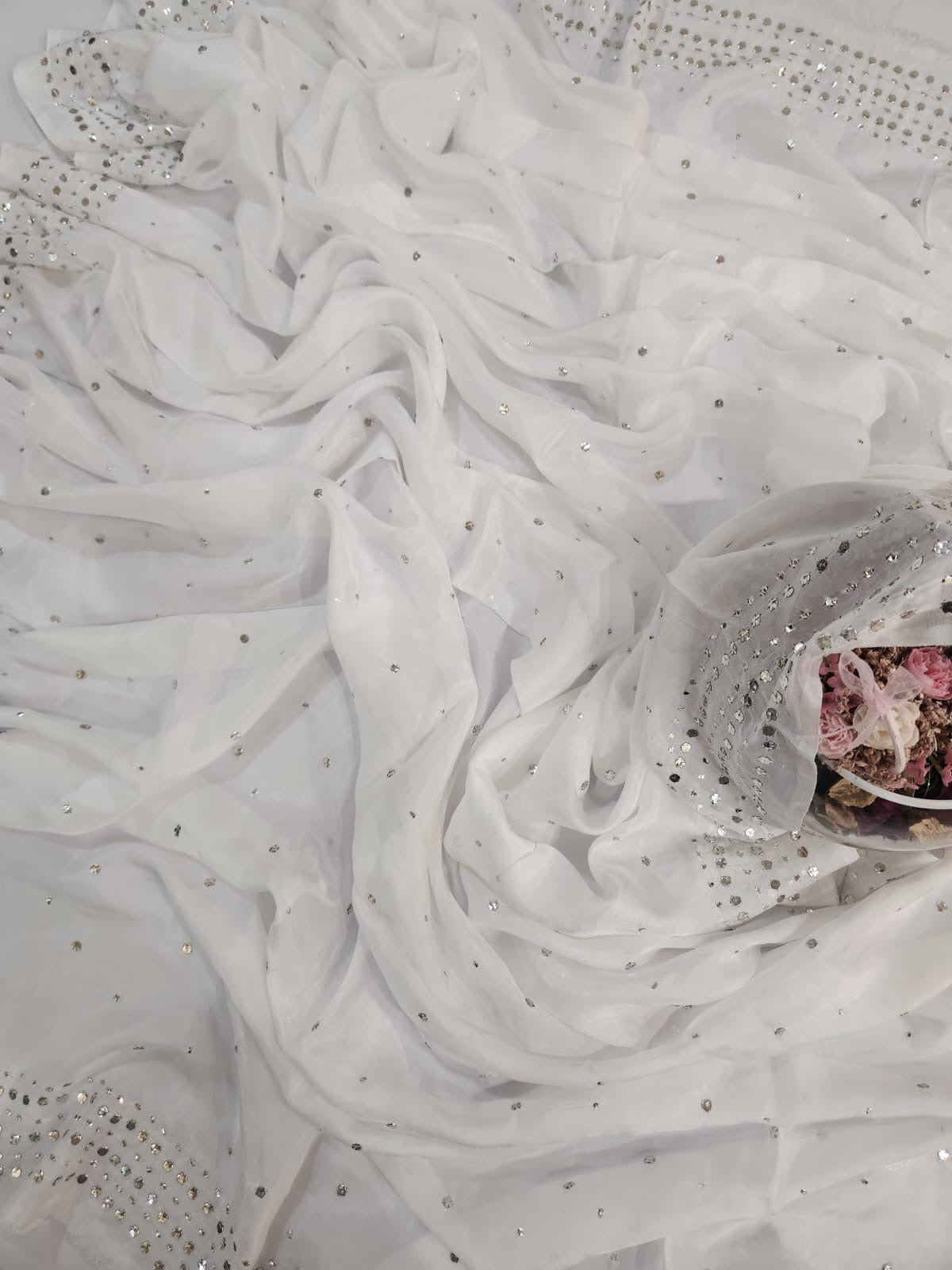 Haseen Silver Fardi & Button Mukesh Medium Silk Dupatta