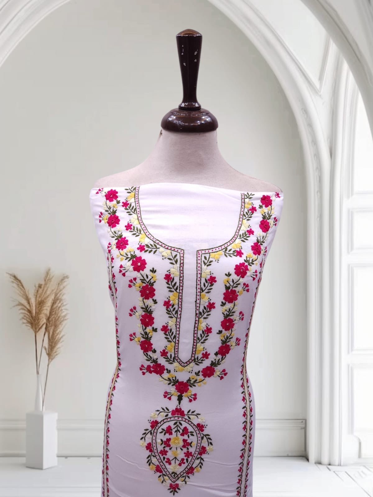 2pc WHITE Marina tarkahi with embroidery
