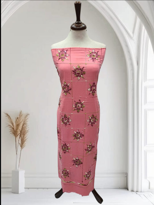 Pinkies Peach box Tarkashi lawn shirt