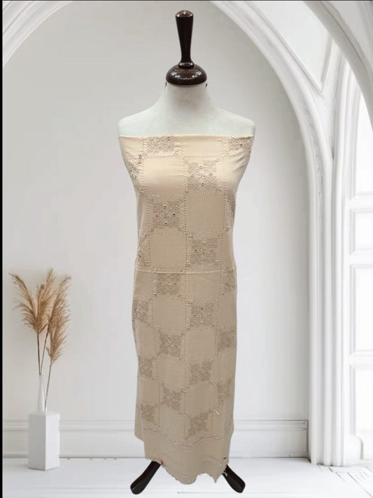 Beige Sindhi Tarkashi lawn shirt
