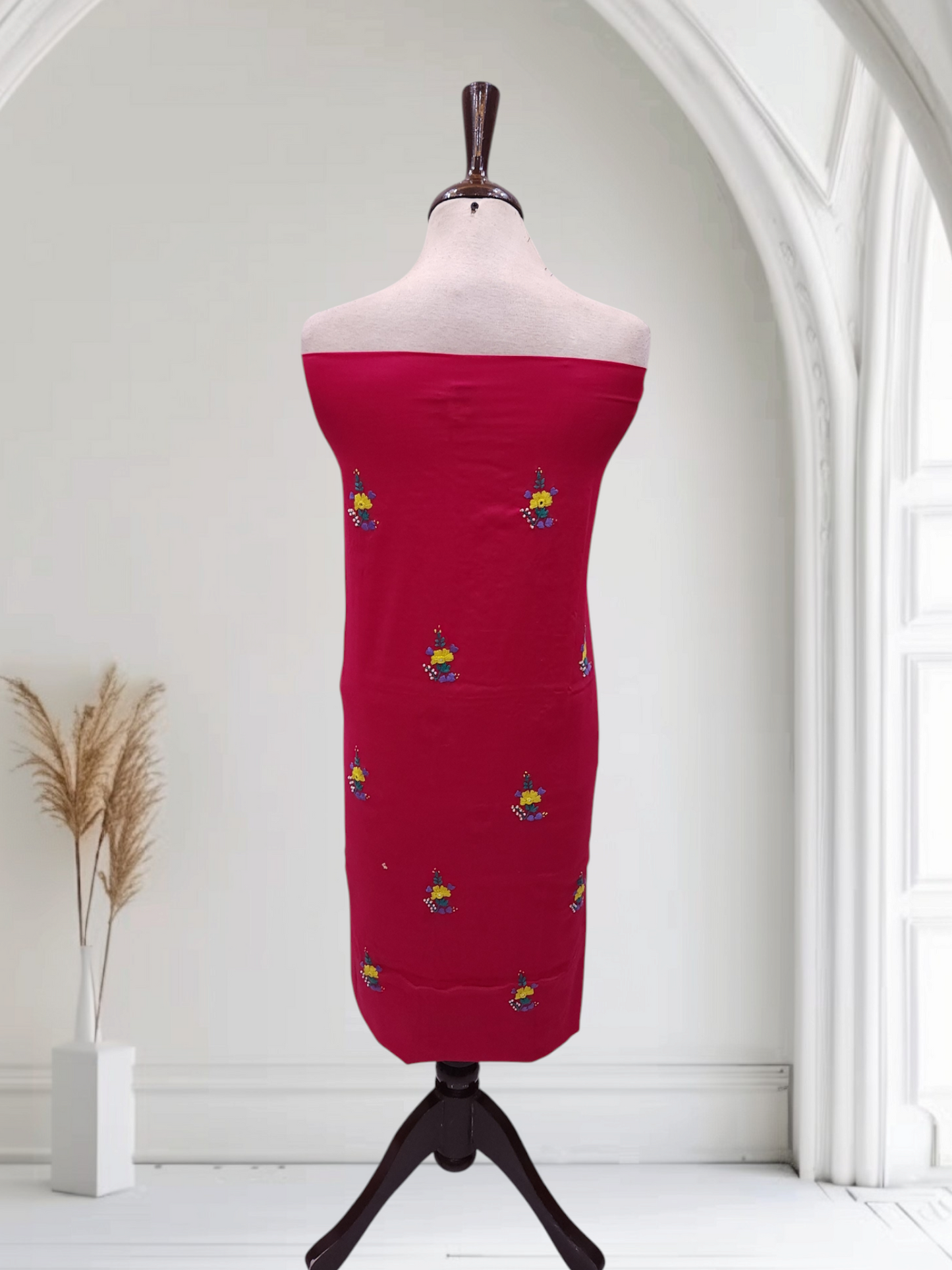 Haseen wali lawn hand embroidered shirt hotpink