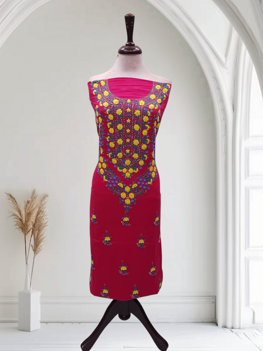 Haseen wali lawn hand embroidered shirt hotpink
