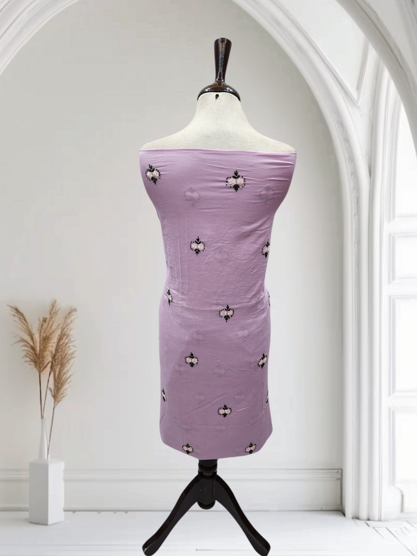 Mauve lawn hand embroidered shirt